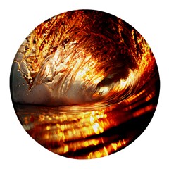 Wave Art Mood Water Sea Beach Round Glass Fridge Magnet (4 Pack) by Maspions