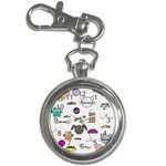 Cat Dog Pet Doodle Cartoon Sketch Cute Kitten Kitty Animal Drawing Pattern Key Chain Watches Front