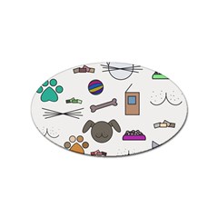 Cat Dog Pet Doodle Cartoon Sketch Cute Kitten Kitty Animal Drawing Pattern Sticker Oval (10 Pack) by Bedest