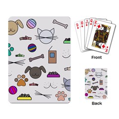 Cat Dog Pet Doodle Cartoon Sketch Cute Kitten Kitty Animal Drawing Pattern Playing Cards Single Design (rectangle) by Bedest