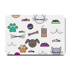 Cat Dog Pet Doodle Cartoon Sketch Cute Kitten Kitty Animal Drawing Pattern Small Doormat by Bedest