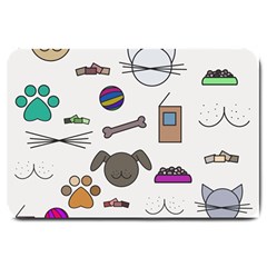 Cat Dog Pet Doodle Cartoon Sketch Cute Kitten Kitty Animal Drawing Pattern Large Doormat by Bedest