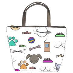 Cat Dog Pet Doodle Cartoon Sketch Cute Kitten Kitty Animal Drawing Pattern Bucket Bag by Bedest