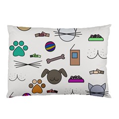 Cat Dog Pet Doodle Cartoon Sketch Cute Kitten Kitty Animal Drawing Pattern Pillow Case by Bedest