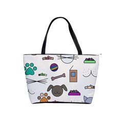 Cat Dog Pet Doodle Cartoon Sketch Cute Kitten Kitty Animal Drawing Pattern Classic Shoulder Handbag by Bedest