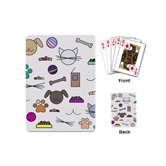 Cat Dog Pet Doodle Cartoon Sketch Cute Kitten Kitty Animal Drawing Pattern Playing Cards Single Design (mini) by Bedest