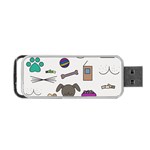 Cat Dog Pet Doodle Cartoon Sketch Cute Kitten Kitty Animal Drawing Pattern Portable USB Flash (Two Sides) Front