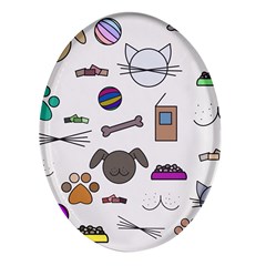 Cat Dog Pet Doodle Cartoon Sketch Cute Kitten Kitty Animal Drawing Pattern Oval Glass Fridge Magnet (4 Pack) by Bedest