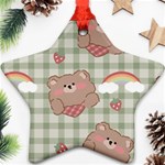 Bear Cartoon Pattern Strawberry Rainbow Nature Animal Cute Design Ornament (Star) Front