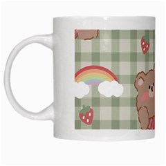 Bear Cartoon Pattern Strawberry Rainbow Nature Animal Cute Design White Mug by Bedest