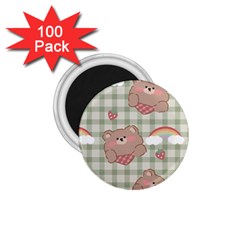 Bear Cartoon Pattern Strawberry Rainbow Nature Animal Cute Design 1 75  Magnets (100 Pack)  by Bedest