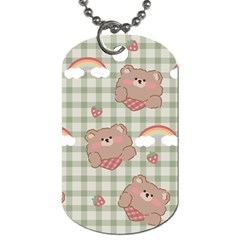 Bear Cartoon Pattern Strawberry Rainbow Nature Animal Cute Design Dog Tag (two Sides) by Bedest