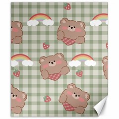 Bear Cartoon Pattern Strawberry Rainbow Nature Animal Cute Design Canvas 20  X 24  by Bedest