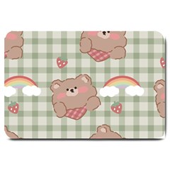 Bear Cartoon Pattern Strawberry Rainbow Nature Animal Cute Design Large Doormat by Bedest