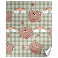 Bear Cartoon Pattern Strawberry Rainbow Nature Animal Cute Design Canvas 11  X 14  by Bedest