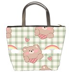 Bear Cartoon Pattern Strawberry Rainbow Nature Animal Cute Design Bucket Bag Back