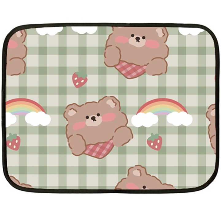 Bear Cartoon Pattern Strawberry Rainbow Nature Animal Cute Design Two Sides Fleece Blanket (Mini)