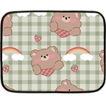 Bear Cartoon Pattern Strawberry Rainbow Nature Animal Cute Design Two Sides Fleece Blanket (Mini) 35 x27  Blanket Back