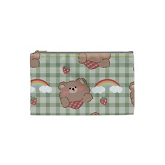 Bear Cartoon Pattern Strawberry Rainbow Nature Animal Cute Design Cosmetic Bag (small) by Bedest