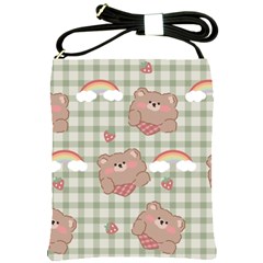 Bear Cartoon Pattern Strawberry Rainbow Nature Animal Cute Design Shoulder Sling Bag by Bedest