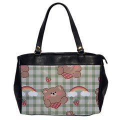 Bear Cartoon Pattern Strawberry Rainbow Nature Animal Cute Design Oversize Office Handbag by Bedest