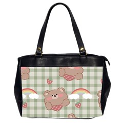 Bear Cartoon Pattern Strawberry Rainbow Nature Animal Cute Design Oversize Office Handbag (2 Sides) by Bedest