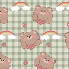 Bear Cartoon Pattern Strawberry Rainbow Nature Animal Cute Design Play Mat (square) by Bedest