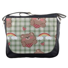 Bear Cartoon Pattern Strawberry Rainbow Nature Animal Cute Design Messenger Bag by Bedest