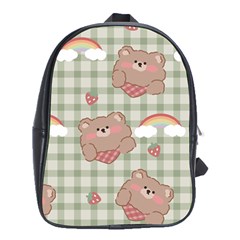 Bear Cartoon Pattern Strawberry Rainbow Nature Animal Cute Design School Bag (xl) by Bedest