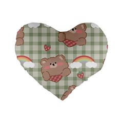 Bear Cartoon Pattern Strawberry Rainbow Nature Animal Cute Design Standard 16  Premium Heart Shape Cushions by Bedest