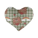 Bear Cartoon Pattern Strawberry Rainbow Nature Animal Cute Design Standard 16  Premium Heart Shape Cushions Back