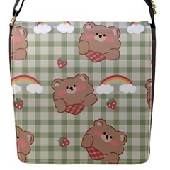 Bear Cartoon Pattern Strawberry Rainbow Nature Animal Cute Design Flap Closure Messenger Bag (s) by Bedest