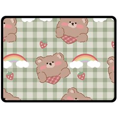 Bear Cartoon Pattern Strawberry Rainbow Nature Animal Cute Design Two Sides Fleece Blanket (large) by Bedest