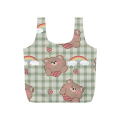 Bear Cartoon Pattern Strawberry Rainbow Nature Animal Cute Design Full Print Recycle Bag (s) by Bedest