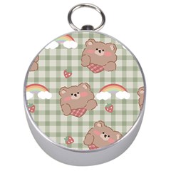 Bear Cartoon Pattern Strawberry Rainbow Nature Animal Cute Design Silver Compasses by Bedest