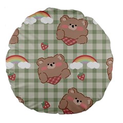 Bear Cartoon Pattern Strawberry Rainbow Nature Animal Cute Design Large 18  Premium Flano Round Cushions by Bedest