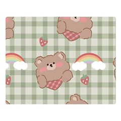 Bear Cartoon Pattern Strawberry Rainbow Nature Animal Cute Design Two Sides Premium Plush Fleece Blanket (large) by Bedest