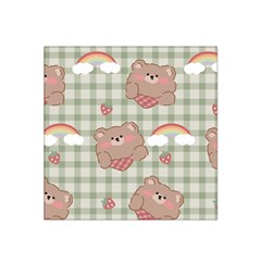 Bear Cartoon Pattern Strawberry Rainbow Nature Animal Cute Design Satin Bandana Scarf 22  X 22  by Bedest