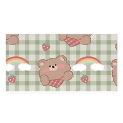 Bear Cartoon Pattern Strawberry Rainbow Nature Animal Cute Design Satin Shawl 45  X 80  by Bedest