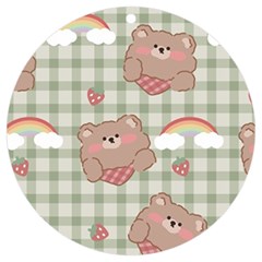 Bear Cartoon Pattern Strawberry Rainbow Nature Animal Cute Design Uv Print Acrylic Ornament Round by Bedest