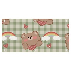 Bear Cartoon Pattern Strawberry Rainbow Nature Animal Cute Design Banner And Sign 6  X 3  by Bedest