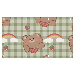 Bear Cartoon Pattern Strawberry Rainbow Nature Animal Cute Design Banner And Sign 7  X 4  by Bedest