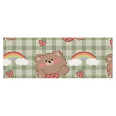 Bear Cartoon Pattern Strawberry Rainbow Nature Animal Cute Design Banner And Sign 8  X 3  by Bedest