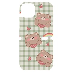 Bear Cartoon Pattern Strawberry Rainbow Nature Animal Cute Design Iphone 14 Plus Black Uv Print Case