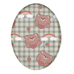 Bear Cartoon Pattern Strawberry Rainbow Nature Animal Cute Design Oval Glass Fridge Magnet (4 Pack) by Bedest