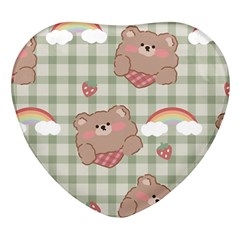 Bear Cartoon Pattern Strawberry Rainbow Nature Animal Cute Design Heart Glass Fridge Magnet (4 Pack) by Bedest