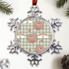 Bear Cartoon Pattern Strawberry Rainbow Nature Animal Cute Design Metal Large Snowflake Ornament by Bedest