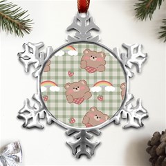 Bear Cartoon Pattern Strawberry Rainbow Nature Animal Cute Design Metal Small Snowflake Ornament by Bedest