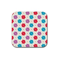 Abstract Art Pattern Colorful Artistic Flower Nature Spring Rubber Coaster (square) by Bedest