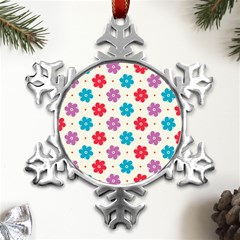 Abstract Art Pattern Colorful Artistic Flower Nature Spring Metal Small Snowflake Ornament by Bedest